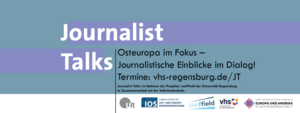 Ein Banner mit dem Schriftzug "Journalist Talks"